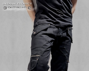 Black Denim Cargo Shorts: Festival Goa Psytrance Psywear