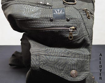 Designer Cargo Shorts Olive - Maze Tonal Print - Urban Streetwear - Tactical Shorts