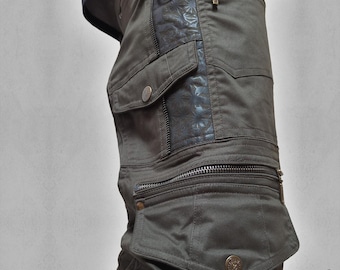 THETA Kaky Cotton Geometric Psytrance Cargo Shorts | Festival clothing | Techwear & Psywear