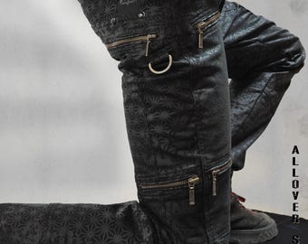 Punk Cargo Pants Black Raast - Psytrance Rave Pants - Techwear Multi Pocket