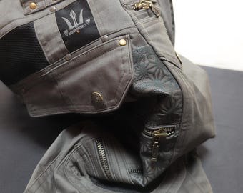 Stone Cargo Shorts Men | Star Relief Print | Multi Pocket Psytrance Streetwear
