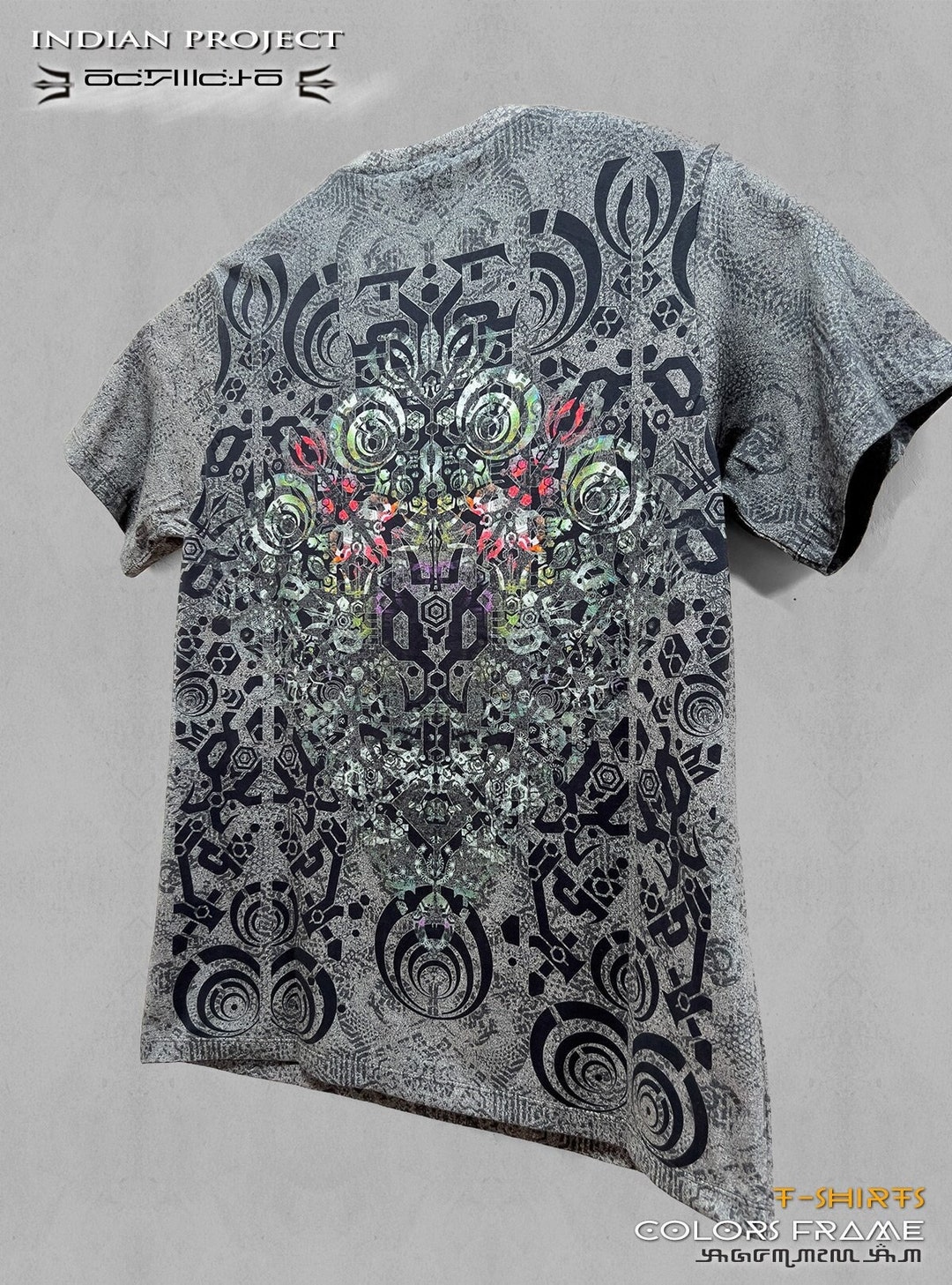 Indian Project T-shirt COLORS FRAME Indian Project Tribal Psytrance - Etsy