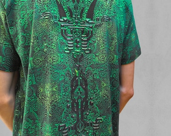 Acid Forest Psytrance T-shirt | Fractal Organic Print | Goa Festival Tee | Rave Wear Psywear