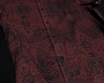 RUBIS - Red Tribal Shirt | Burgundy Texture Print