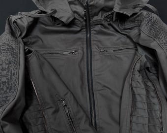 Minimal Psywear Hoodie Fraktal Stone - Minimalist Fractal Jacket- Psywear - Alternative Streetwear