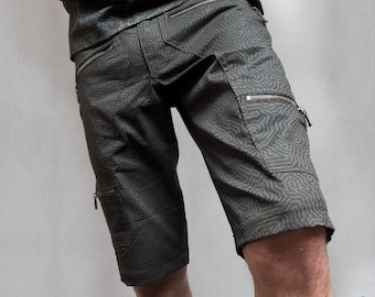 Streetwear Cargo Short Raastkee - Dark Olive Maze Print- Urban Festival Short