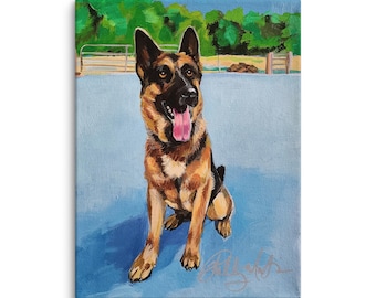ジャーマンシェパード犬アートキャンバスプリント LAShepard 絵画 8x10