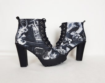 Gothic Boots Goth Shoes Platform Shoe Halloween Women Boots Alternative Clothing Skull Shoes Rock Your Sole Customized Creepy Cute Gothic Boots Goth Shoes Platform Shoe Halloween Women Boots Alternative Clothing Skull Shoes Rock Your Sole Customized Creepy Cute
