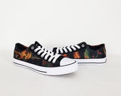 Tattoo shoe, skull tattoo, mens shoes, skull sneakers, shoes, tattoo artist gift, custom plimsolls, boyfriend gift, fathers day gift, men's