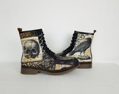 Crow shoes, nevermore, goth shoes, alternative, women shoes, nevermore shoes, skulls shoes, steampunk shoes, gothic, gift for her, halloween