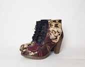 Platform shoes, skull boot, alternative, skull, gothic, platform boots, chunky heels, skull heels, rock your sole, goth, steampunk, clothing