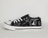 Alice in Wonderland shoes, custom women shoes, Alice sneakers, Alice shoes, Alice in Wonderland clothing, alternative, gothic fashion, gift