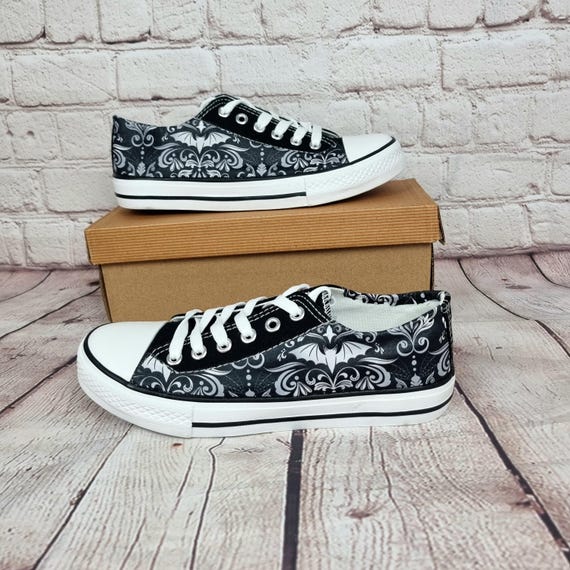 Bats trainers, spooky shoes, alternative fashion, customized sneakers, custom shoes, women shoes, pastel goth, plimsolls, birthday halloween