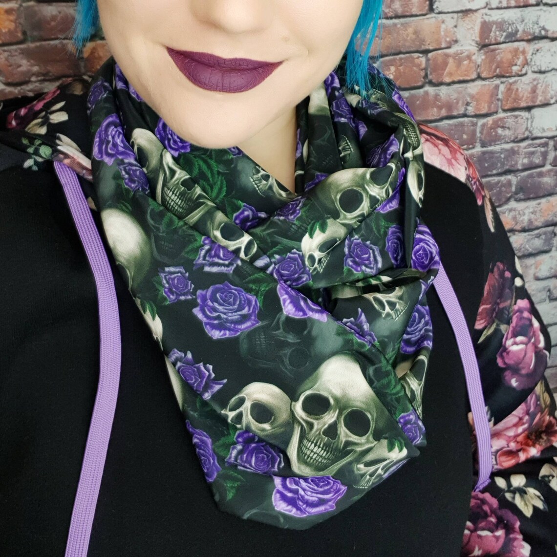 Skull scarf infinity scarves pastel goth alternative gift | Etsy