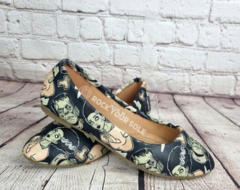 Frankenstein monster, the bride, large size, Goth shoes, women shoe, alternative shoes, halloween, pumps, gift for her, gothic, custom shoes