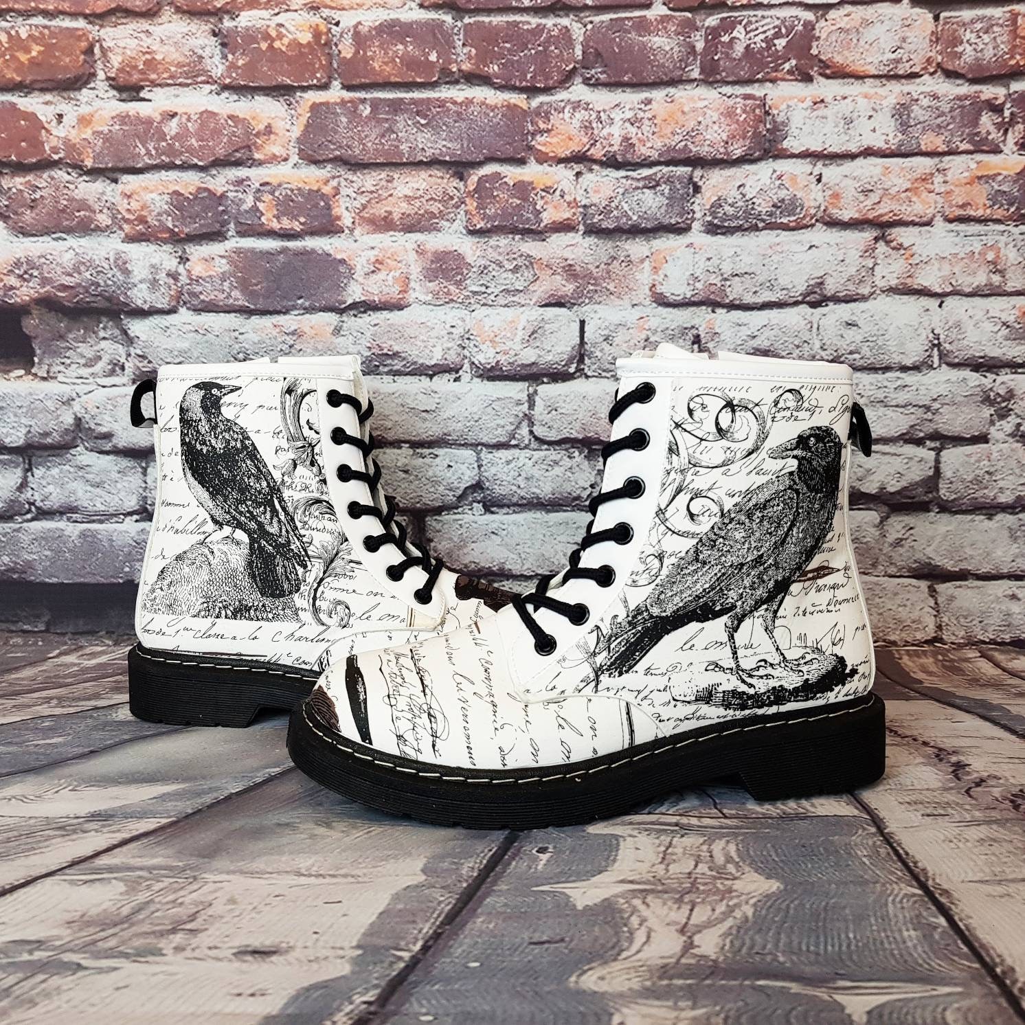 Raven shoesnevermore boots Edgar Allan Poe gothic shoes Etsy