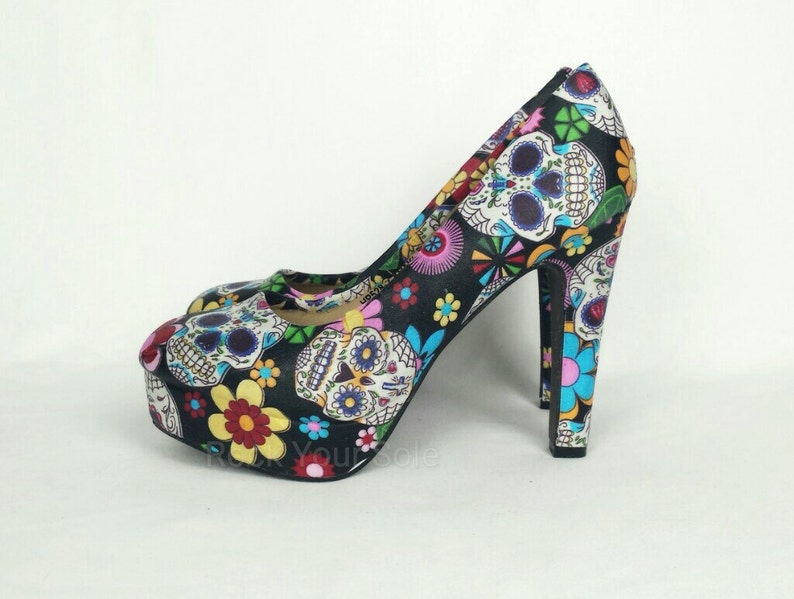 Day of the dead heels sugar skull heels skull shoes gothic Day of the dead heels sugar skull heels skull shoes gothic