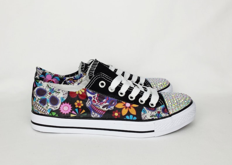 Day of the dead, custom shoes, women shoes, sugar skull shoes, custom skull shoes, alternative, custom converse style pumps, gift for her 