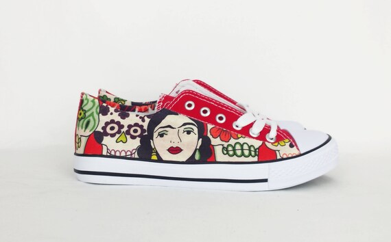 Frida zapatos, bombas del estilo de converse personalizados, azúcar cráneo zapatos, zapatos de mujer naranja rojo, Bamba piel rockabilly, converse de Frida zapatos, bombas del estilo de converse personalizados, azúcar cráneo zapatos, zapatos de mujer naranja rojo, Bamba piel rockabilly, converse de