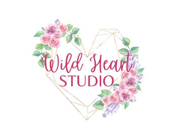 Personalized Feminine Logo, Custom Small Business Logo, Pink Floral Branding Design
