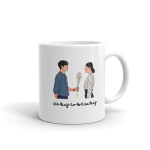 It&#39;s Okay to Not Be Okay Flower Mug ~ Kdrama Korean 사이코지만 괜찮아 White
