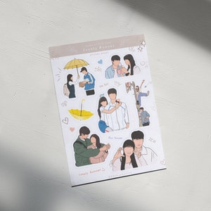 Hoja de calcomanías Lovely Runner - Calcomanías de vinilo mate de Kdrama Fanart coreano a prueba de agua A6