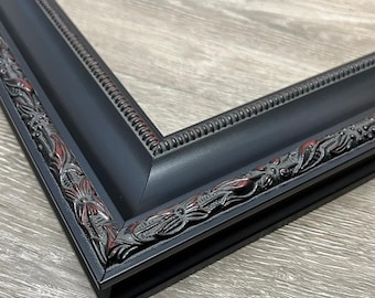 Black Ornate Wood Picture Frame, 2" Wide, Gallery Wall Art