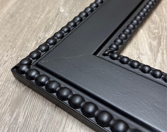 Black Beaded Picture Frame 3.75&quot; Wide – Modern Classic Wood Frame for Wall Art, Photography, Canvas –Custom Size Available, West Frames Lola