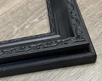 Vintage Black Ornate Picture Frame 2&quot;, Canvas Photo Gallery Frame, Custom Frames For Wall Art, West Frames Adela Frame