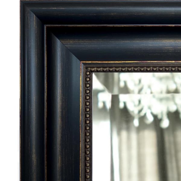 West Frames Montreal Distressed Antique Black & Gold Framed Wall Mirror