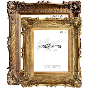 West Frames Napoleon French Baroque Rococo Ornate Wood Wall Picture Frame Antique Gold 5&quot; Wide, Canvas Art Photo Portrait Gallery Frame