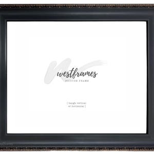Black Ornate Gold Wall Picture Frame, Canvas Art Photo Museum Gallery Frame 2.25" Wide, Custom Frames For Wall Art, West Frames Pierre Frame