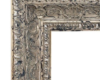 West Frames Parisienne Ornate Embossed Wood Picture Frame Antique Silver Gold Patina Finish 3" Wide
