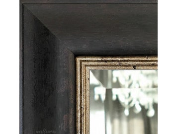 West Frames Marco Distressed Black Charcoal with Silver Gold Lining Wall Framed Mirror 3.25"