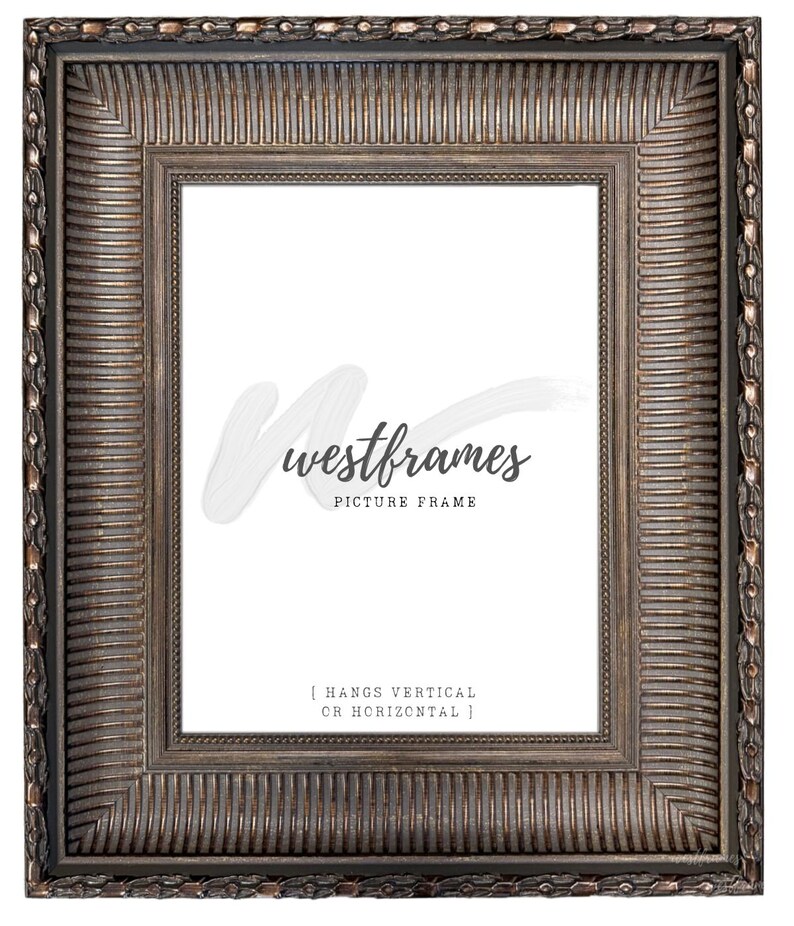 West Frames Flora Antique Gold Wood Ornate Baroque Picture Frame With Natural Linen Liner Istf1010