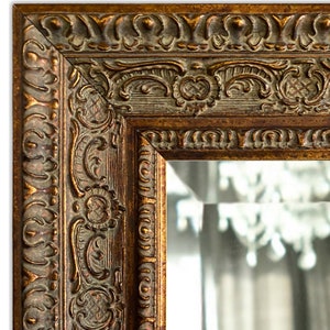 West Frames Parisienne French Ornate Wood Framed Wall Mirror Antique Gold Patina Finish