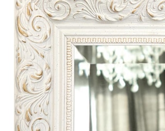 West Frames Bella French Ornate Embossed Framed Wall Mirror Antique White