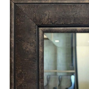 West Frames Marcello Rustic Distressed Framed Wall Mounted Mirror Dark Charcoal Brown 3" Wide