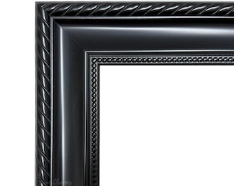 Black Picture Frame | 2.25" Beaded Rope Design, Custom Size