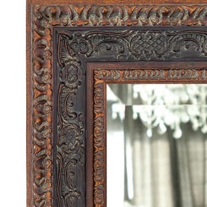 West Frames Parisienne French Ornate Wood Framed Wall Mirror Antique Bronze Black Patina Finish