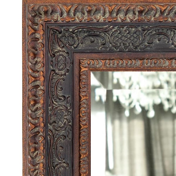 West Frames Parisienne French Ornate Wood Framed Wall Mirror Antique Bronze Black Patina Finish