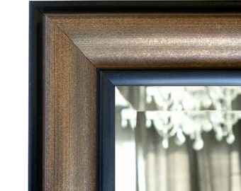 Rustic Vintage Gold Black Mirror, Vanity Bathroom Bedroom Home Decor, Custom Size Available, West Frames Vienna Mirror