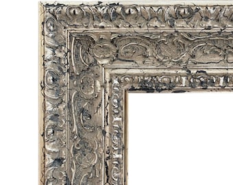 West Frames Parisienne Ornate Embossed Wood Picture Frame Antique Silver Gold Patina Finish 3&quot; Wide