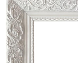 West Frames Bella French Ornate Embossed Shabby White Wood Wall Picture Frame 2.5" Wide