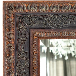 West Frames Parisienne French Ornate Wood Framed Wall Mirror Antique Bronze Black Patina Finish