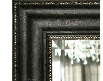 West Frames Distressed Charcoal Black Decorative Bathroom Vanity Large Framed Wall Mirror