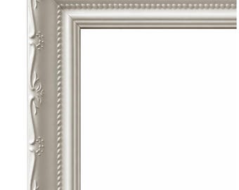 French Ornate Shabby Chic White Picture Frame, Canvas Photo Portrait Art 2" Wide, Custom Frames For Wall Art, West Frames Camilla Frame