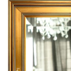 West Frames Gallery Classic Antique Gold Leaf Framed Wall Mirror, 2 Inch Wide Traditional Wood Vanity Mirror