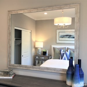 Farmhouse Distressed Silver Mirror, Vanity Bathroom Bedroom Home Decor, Custom Size Available, West Frames Cora Mirror