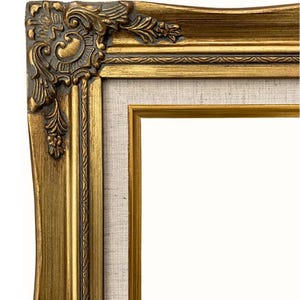 West Frames Daisy Antique Gold Leaf Wood Ornate French Baroque Picture Frame with Linen Liner 3", Canvas Art Photo Portrait Gallery Frame